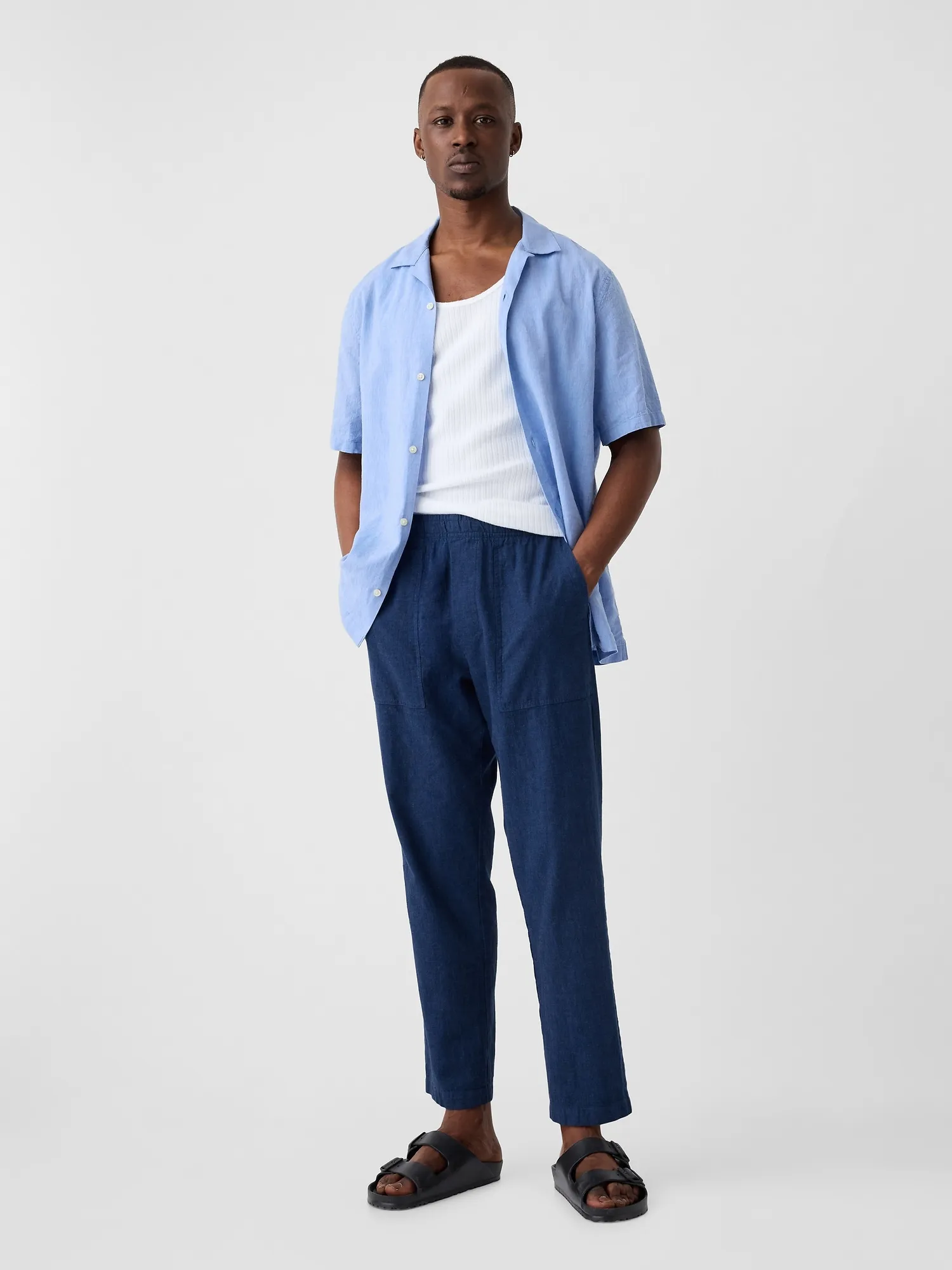 Easy Linen-Blend Utility Pants