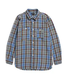 Engineered Garments Blue & Yellow Plaid Heavy Twill Work Shirt