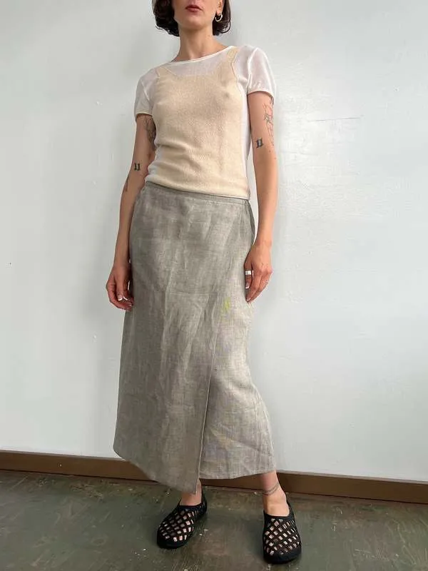 Eskandar Linen Wrap Easy Skirt