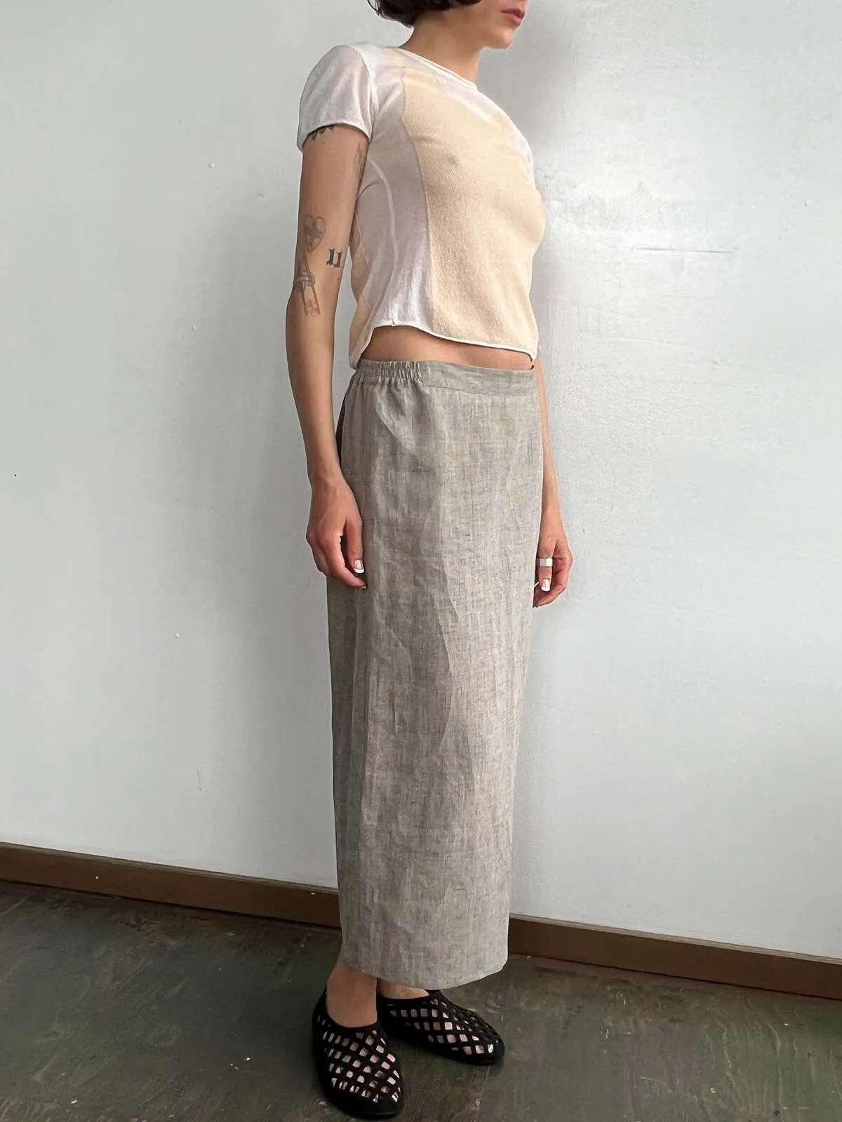 Eskandar Linen Wrap Easy Skirt