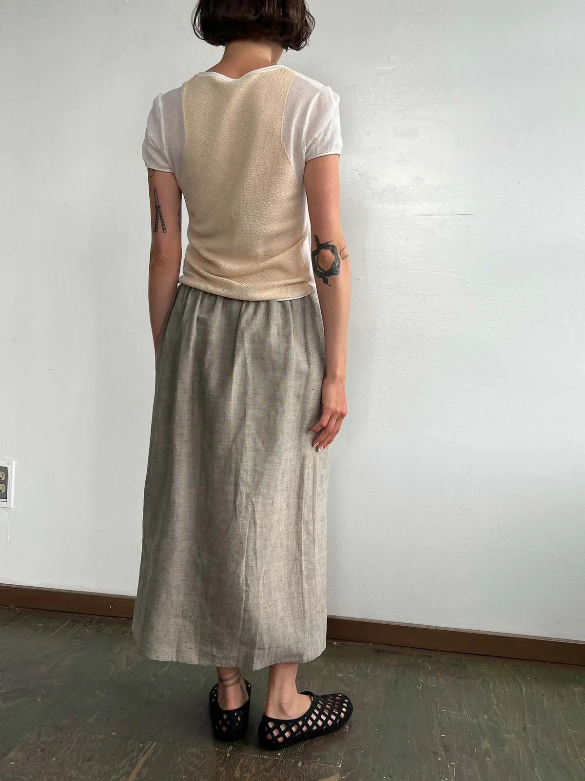 Eskandar Linen Wrap Easy Skirt