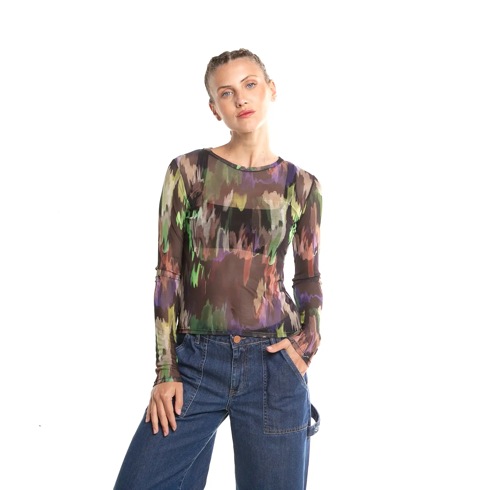 Fashion Top Rusty Color Flash Ls Top Ld Black