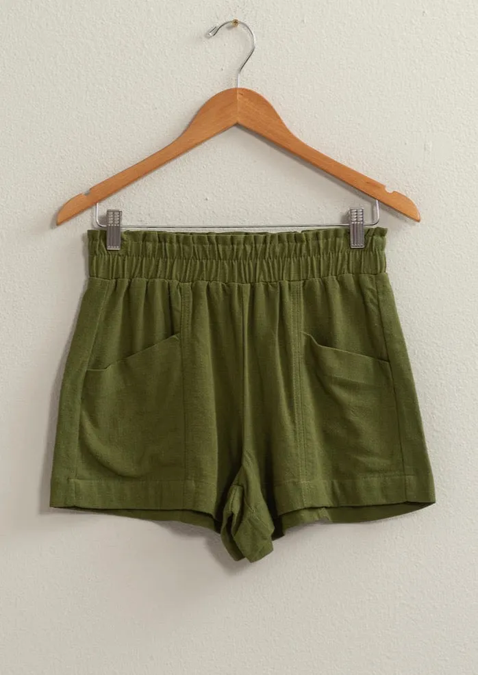 Final Sale - Linen Easy Pull On Shorts