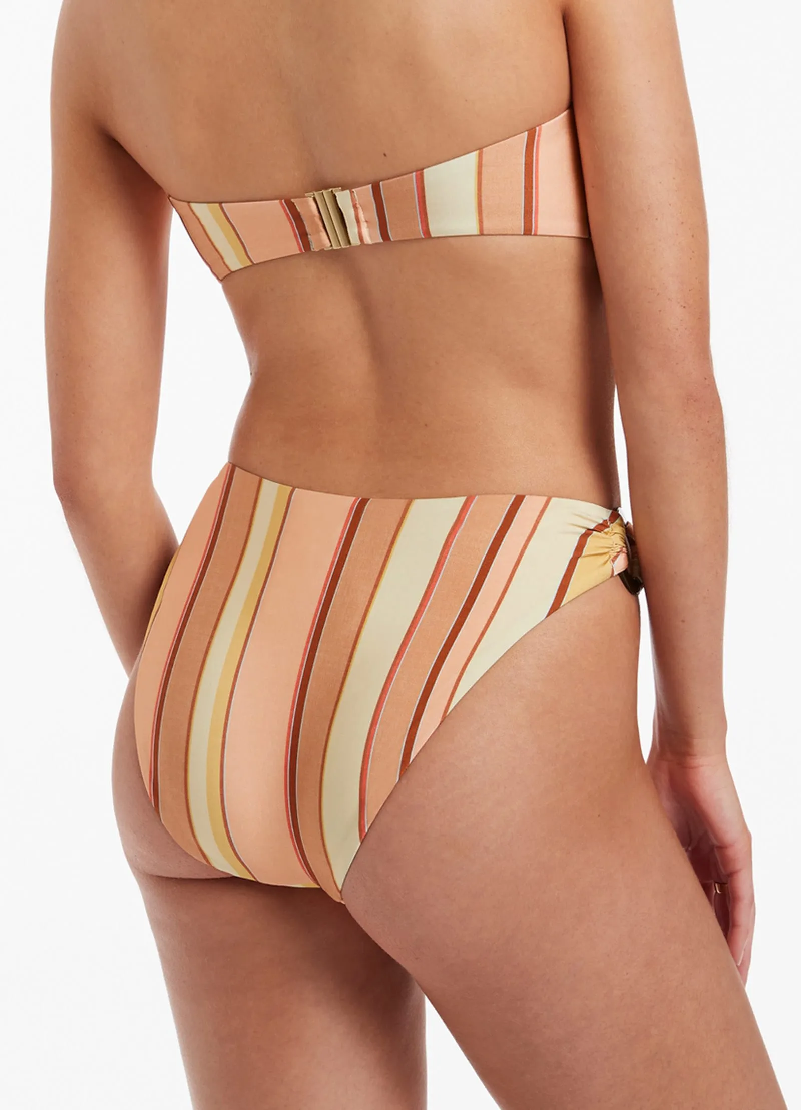 Fira Stripe High Leg Trim Bikini Bottom - Marigold