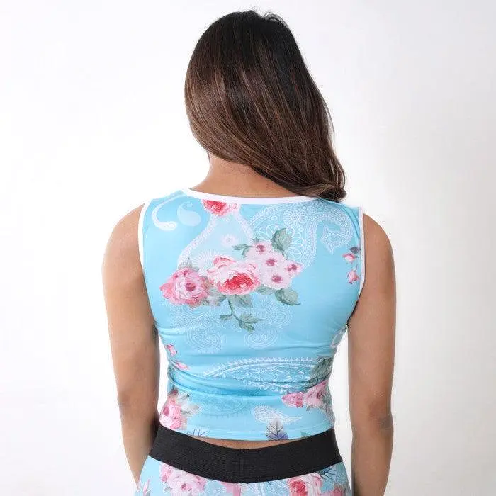 Floral Blue Short Top: Tropical Series- Sale