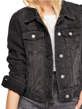 Free People Rumors Denim Jacket in Black