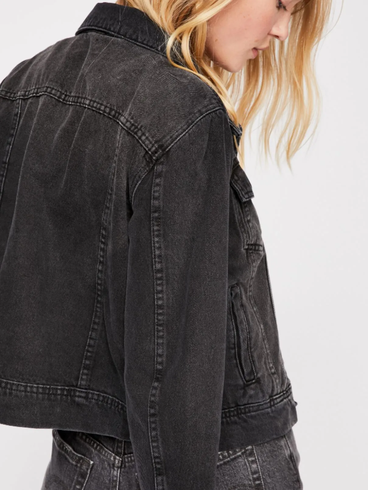 Free People Rumors Denim Jacket in Black