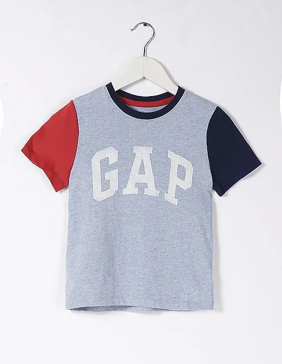 GAP Baby Blue Contrast Sleeve Colour Block Tee