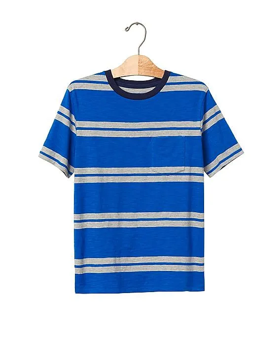 GAP Boys Blue Dual Stripe Pocket Tee