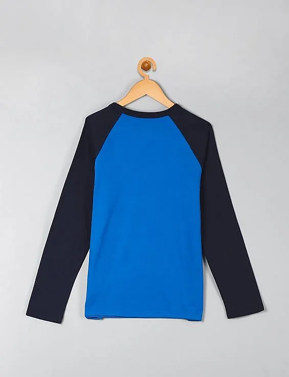 GAP Boys Blue Graphic Long Sleeve Baseball Tee