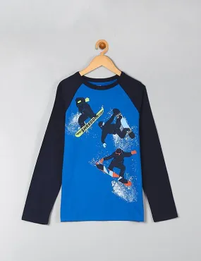 GAP Boys Blue Graphic Long Sleeve Baseball Tee