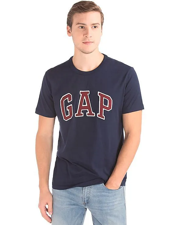 GAP Men Blue Logo Crew Neck Tee