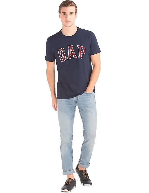 GAP Men Blue Logo Crew Neck Tee