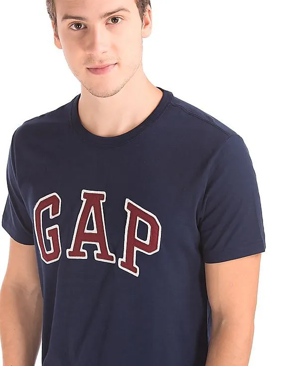 GAP Men Blue Logo Crew Neck Tee