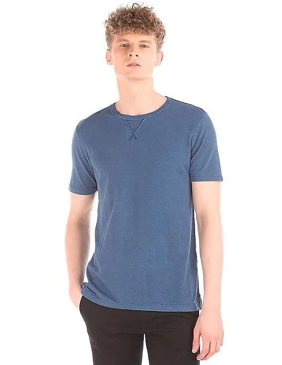 GAP Men Blue Pique Crew Neck Tee