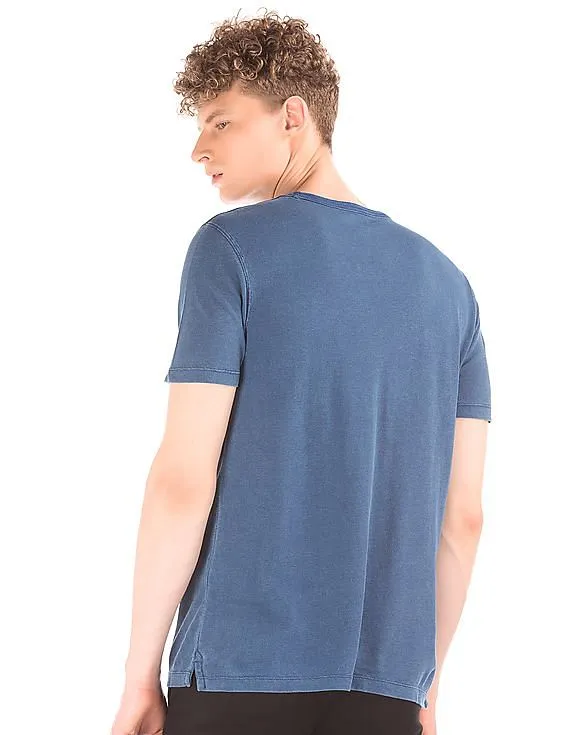 GAP Men Blue Pique Crew Neck Tee