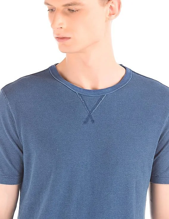 GAP Men Blue Pique Crew Neck Tee