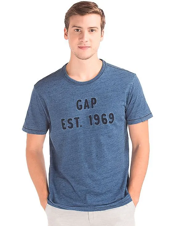 GAP Men Blue Slub Jersey Logo Tee