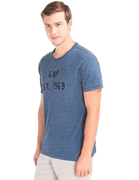 GAP Men Blue Slub Jersey Logo Tee