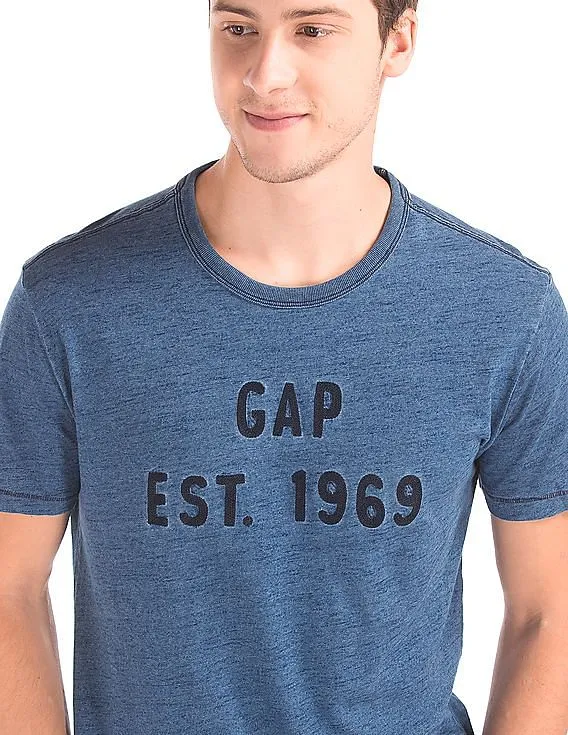 GAP Men Blue Slub Jersey Logo Tee