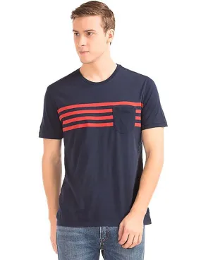 GAP Men Blue Stripe Pocket Short Sleeve Tee