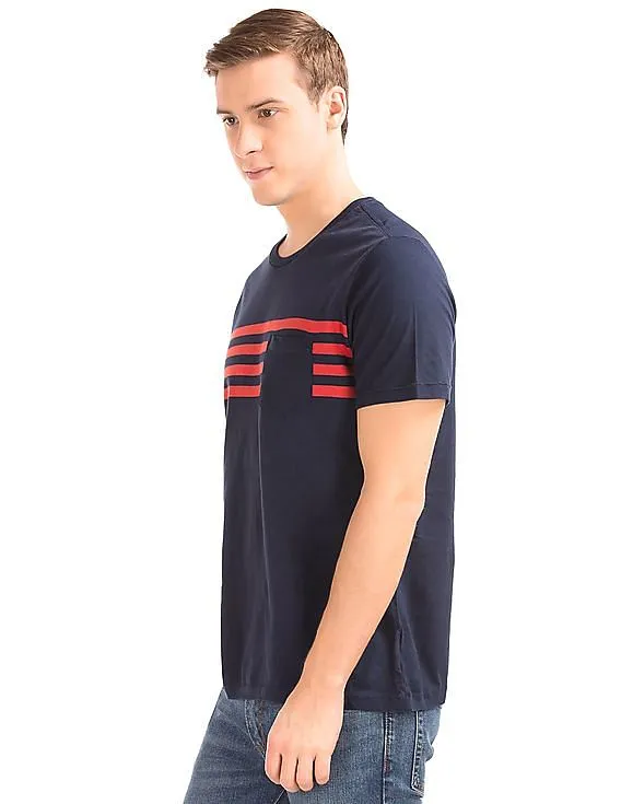 GAP Men Blue Stripe Pocket Short Sleeve Tee