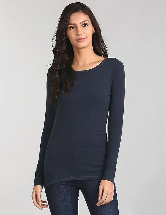 GAP Women Blue Featherweight Crew Neck Tee