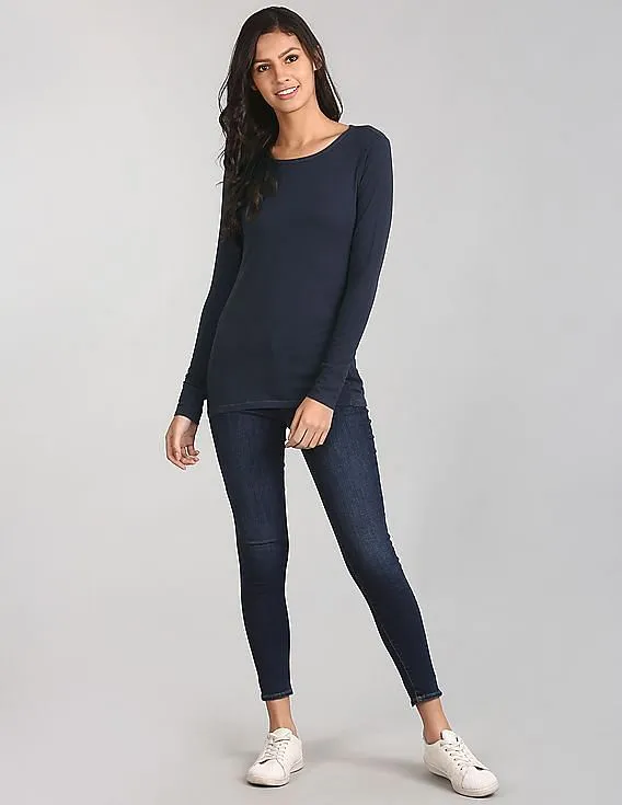 GAP Women Blue Featherweight Crew Neck Tee