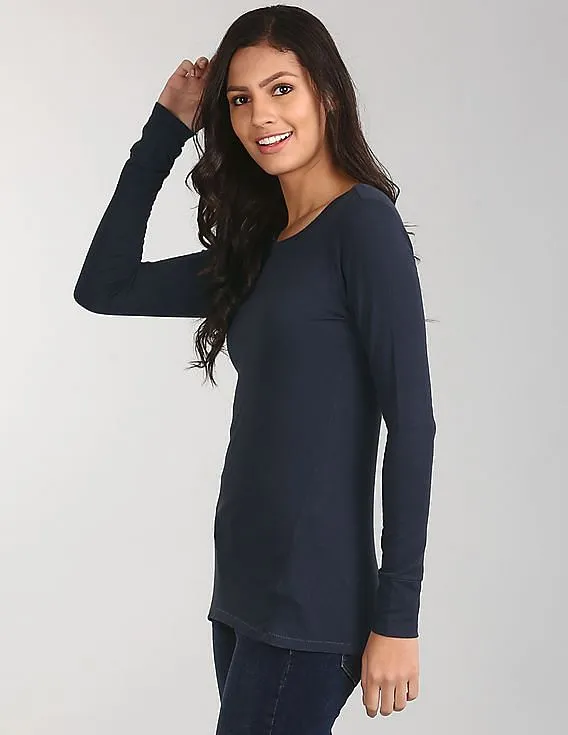 GAP Women Blue Featherweight Crew Neck Tee