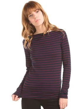 GAP Women Blue Modern Stripe Boat neck Tee