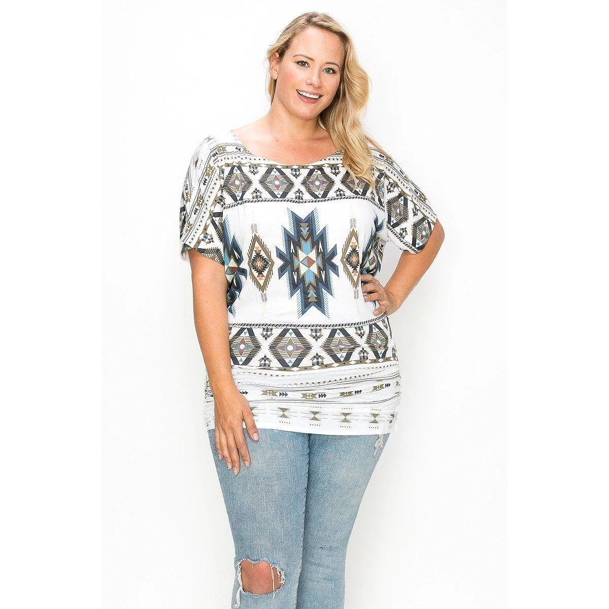 Geometric-tribal Sublimation Print Top