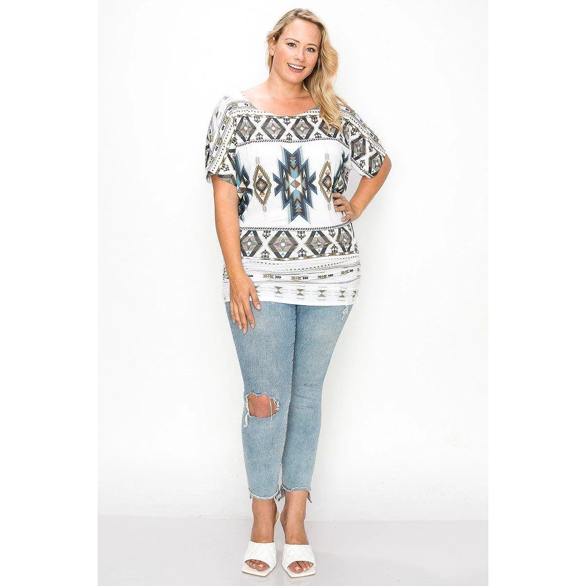 Geometric-tribal Sublimation Print Top