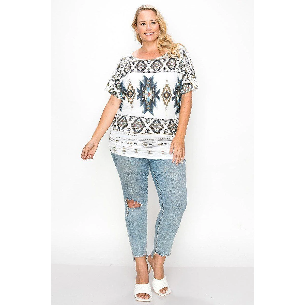 Geometric-tribal Sublimation Print Top