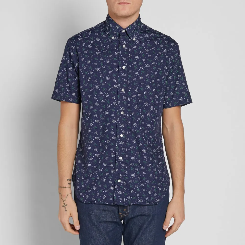 Gitman Vintage Short Sleeve Geometric Print ShirtNavy