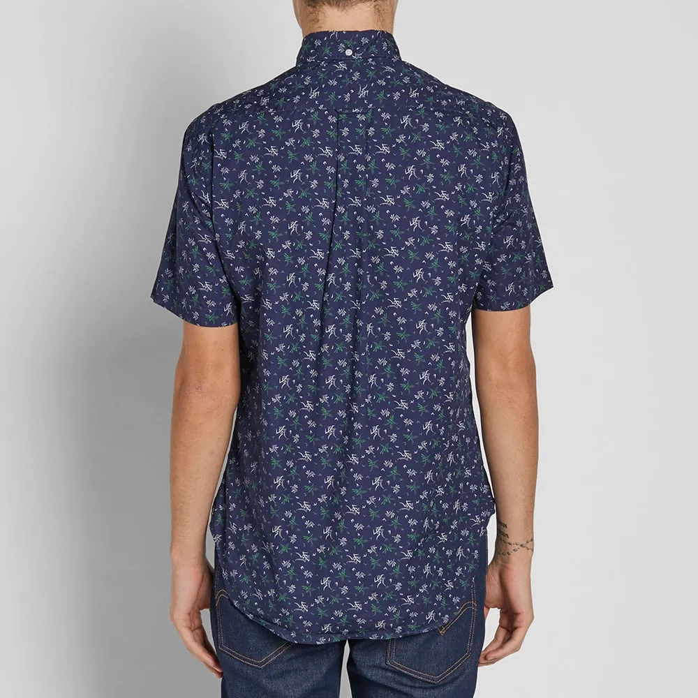 Gitman Vintage Short Sleeve Geometric Print ShirtNavy