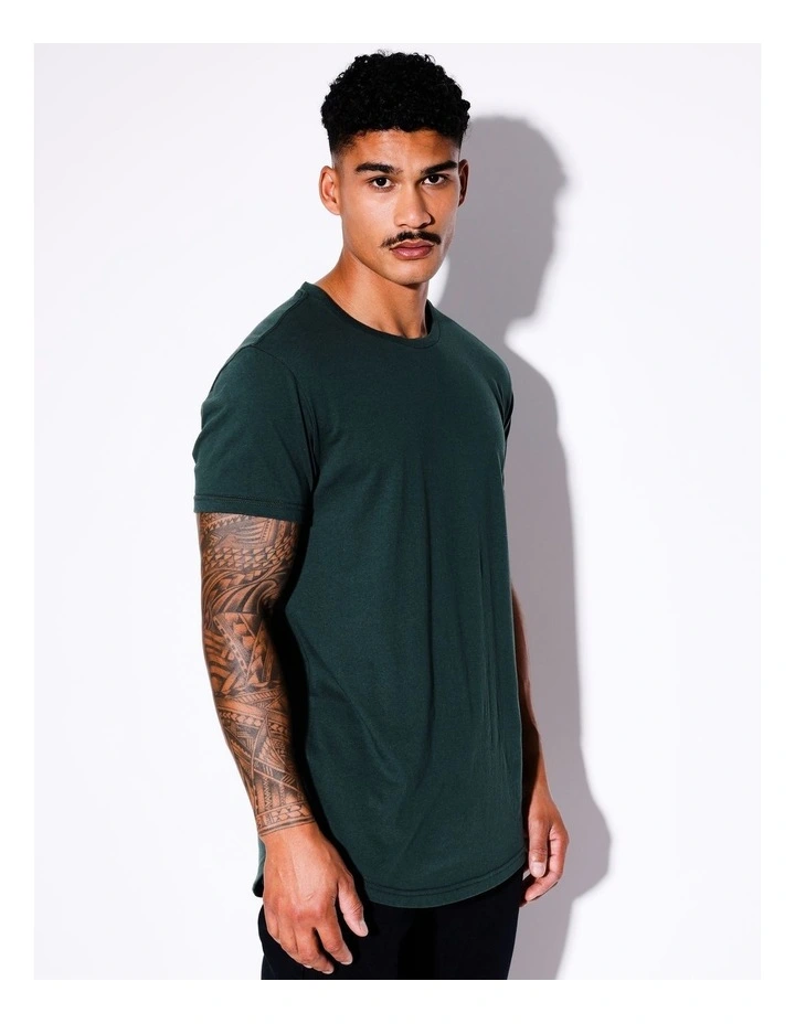 Hadspen Drop Shoulder Curved Tee in Green