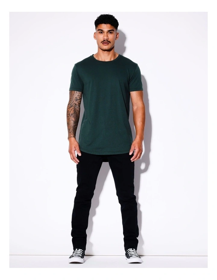 Hadspen Drop Shoulder Curved Tee in Green