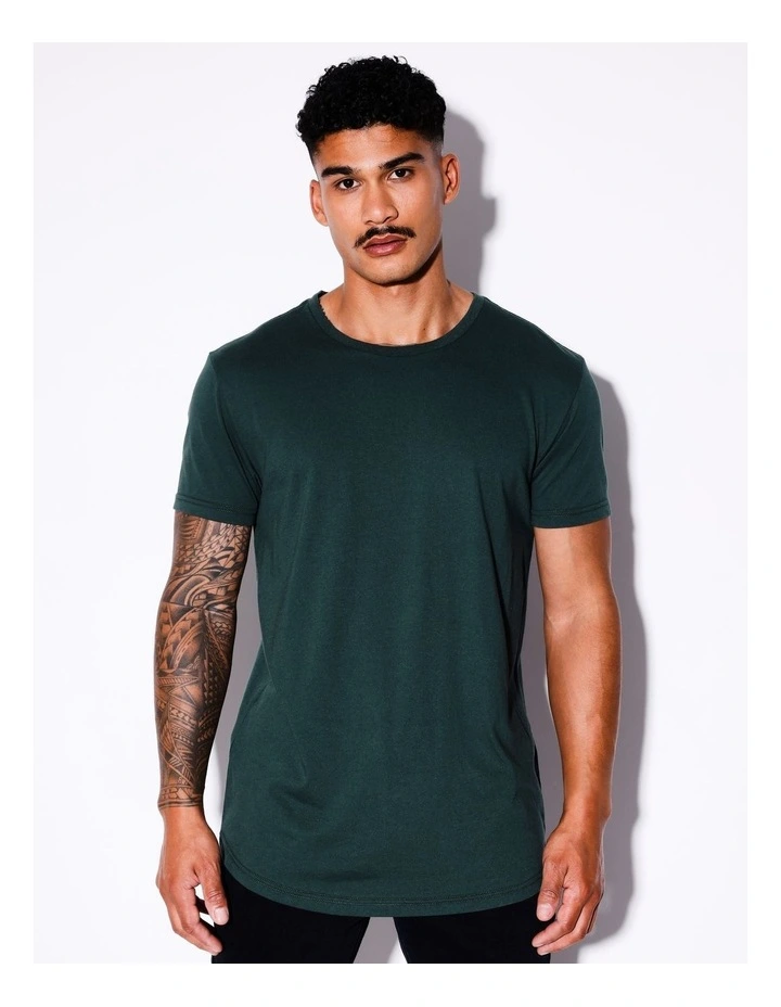 Hadspen Drop Shoulder Curved Tee in Green