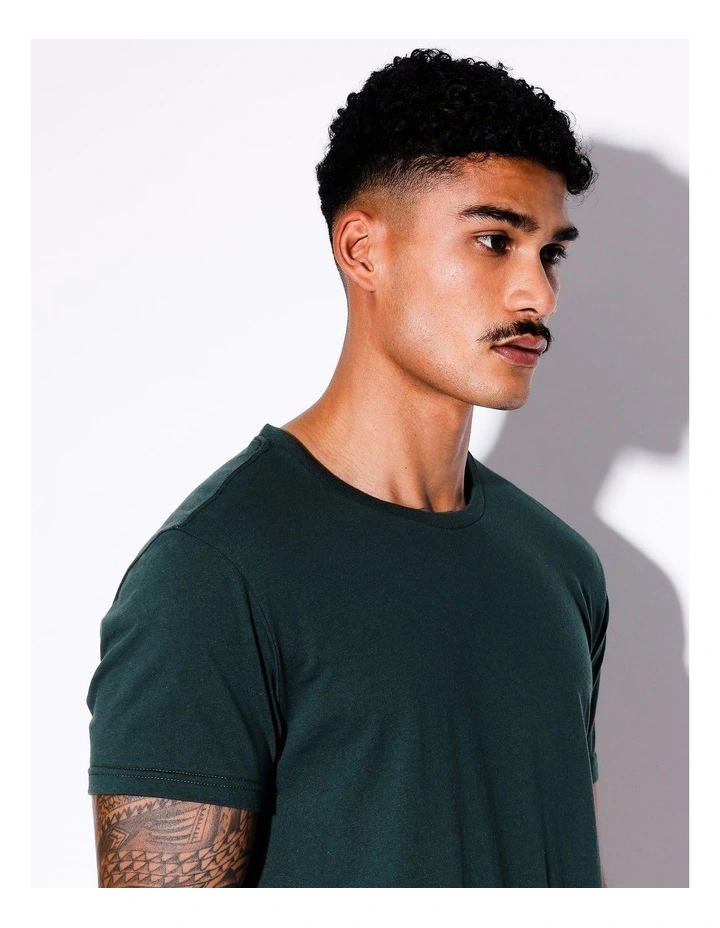 Hadspen Drop Shoulder Curved Tee in Green