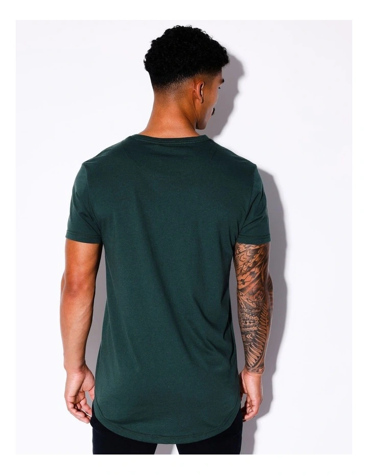 Hadspen Drop Shoulder Curved Tee in Green