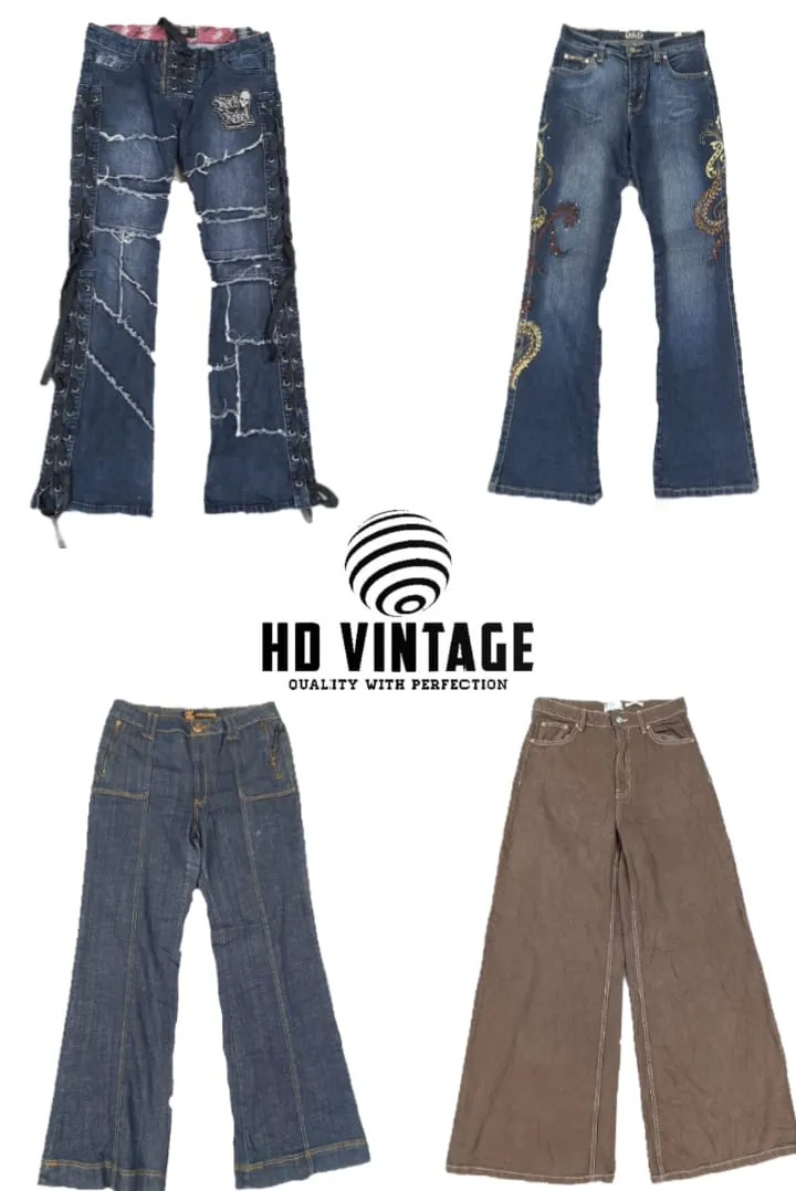 HD299 Ladies Y2K Embelished Flared Jeans - 18 pcs