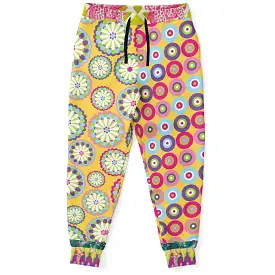 Hello Janis! Yellow Geo Print Unisex Fleece Joggers