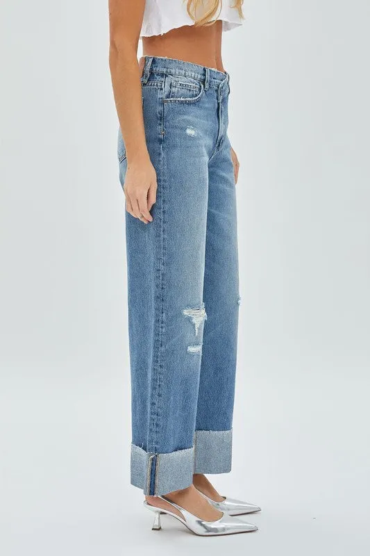 Hidden High Waist Dad Jean Crossover Jeans