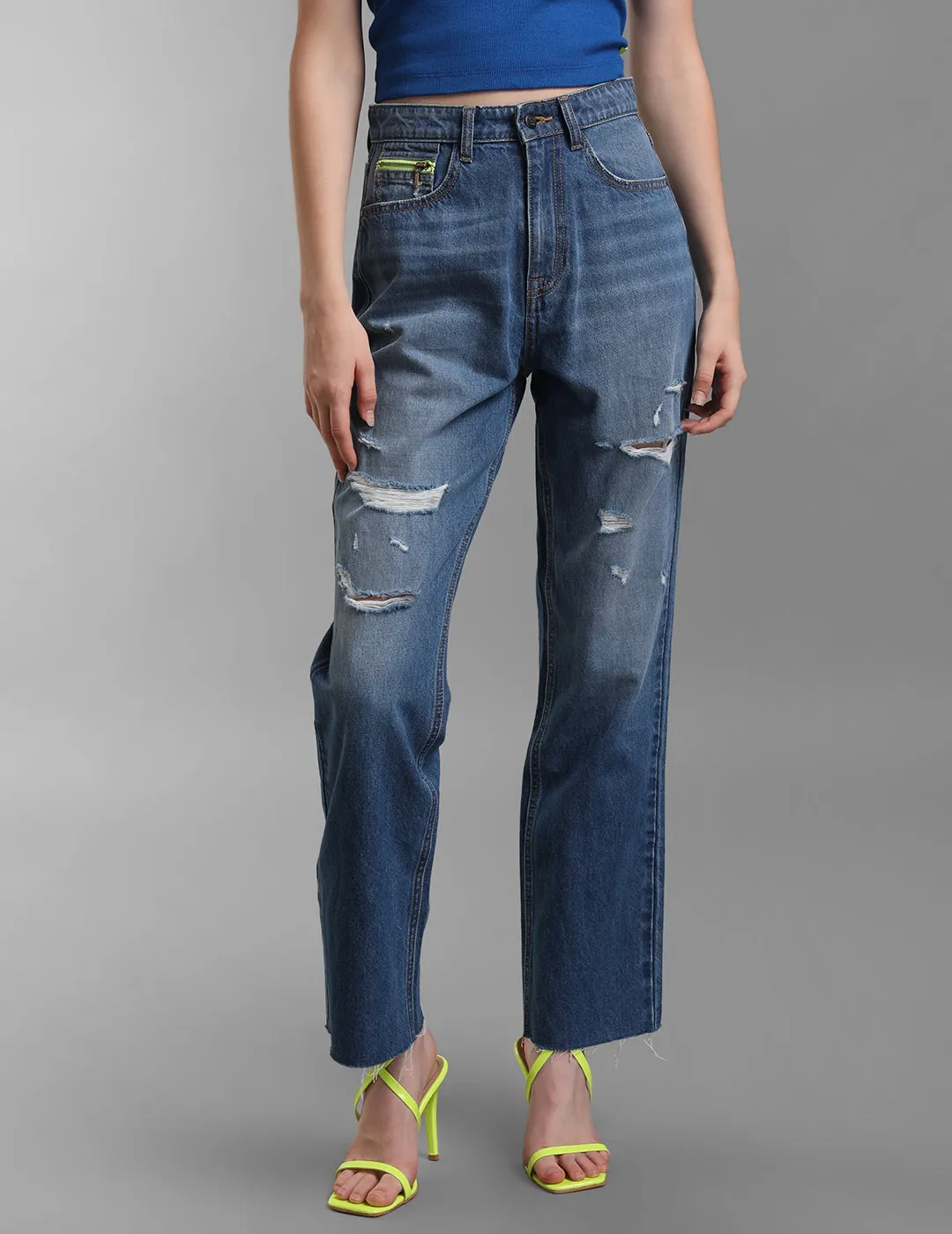 High Rise Straight Fit Denim