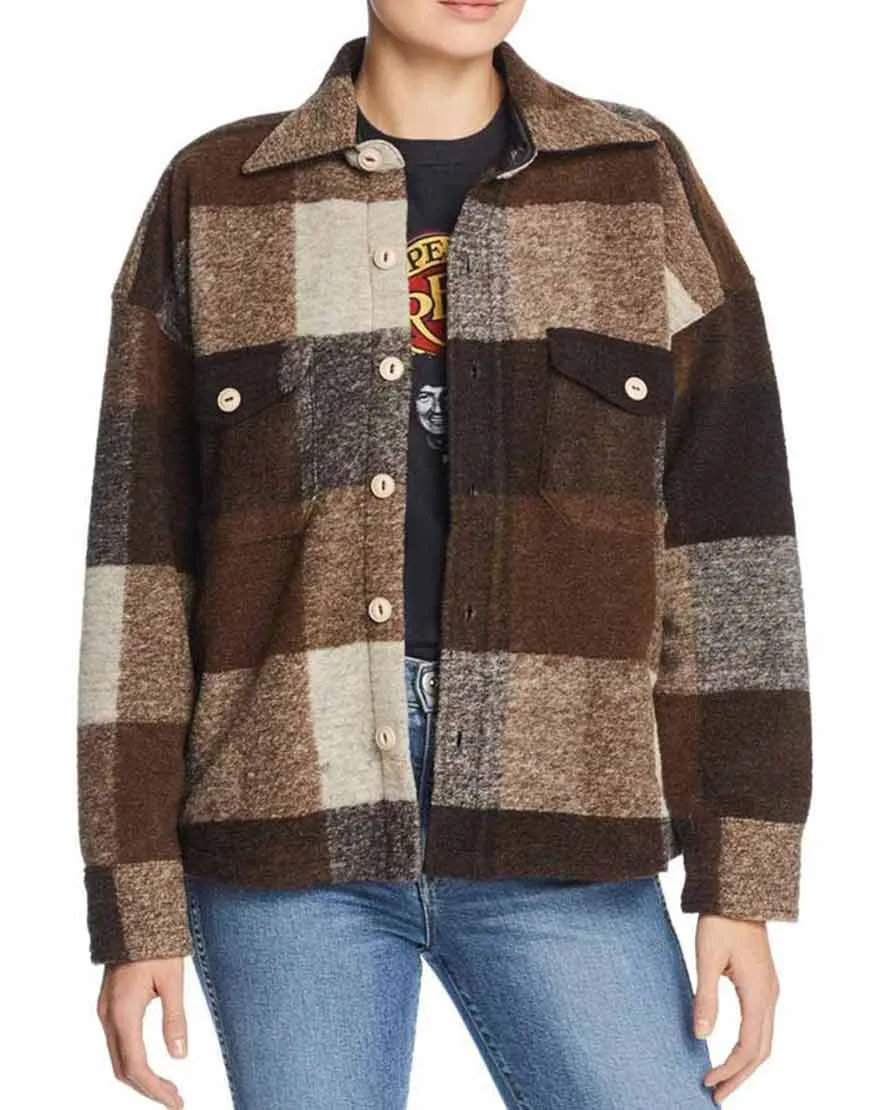 Holidate Emma Roberts Plaid Jacket | Sloane Brown Plaid Jacket