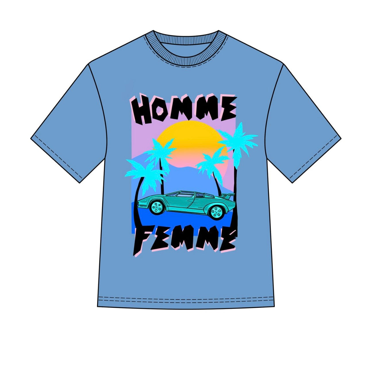 Homme Femme Paper Cut Tee In Blue