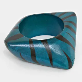 iLLASPARKZ Rounded Geometric Zebra Print Wood Bangle Bracelet