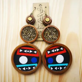 INKATURAH I Be Lady Geometric African Print Earrings