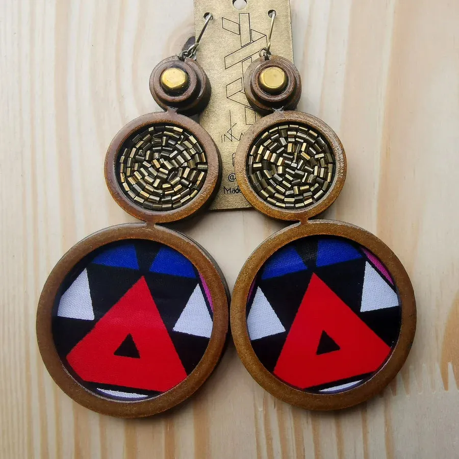 INKATURAH I Be Lady Geometric African Print Earrings