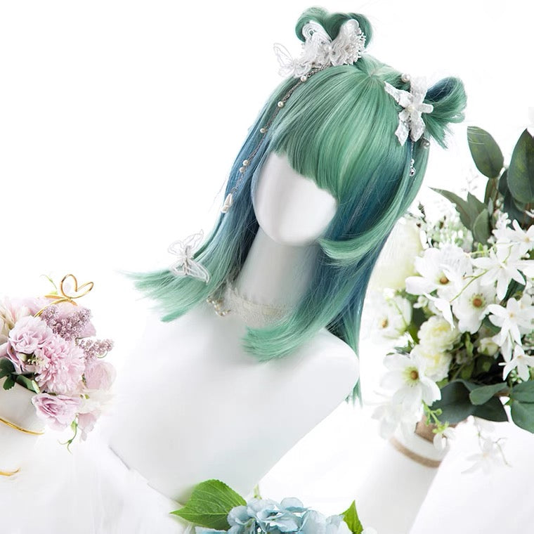 INS HARAJUKU GREEN BLUE SHORT STRAIGHT WIG BY90017